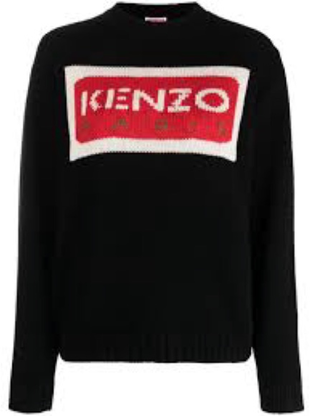 Kenzo Black Sweater with Red Logo Patch
